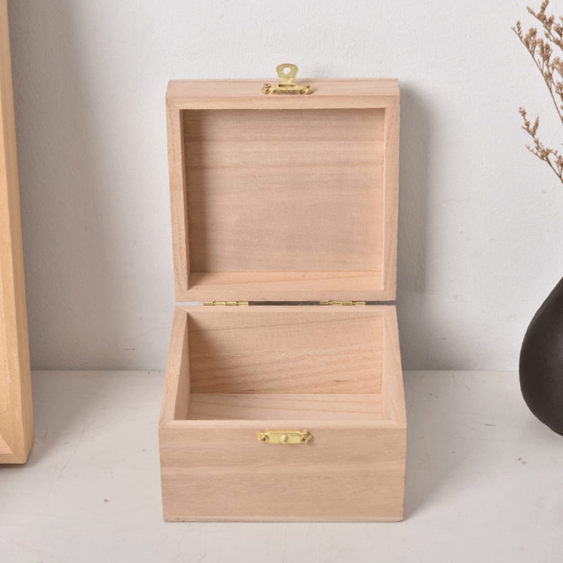 Dophee 5Pcs Retro Design Decorative Cabinet Jewelry Box Wooden Box Latch Hasps Buckle and 10Pcs Vintage Bronze Hinges and 60 Screws-Gold - Image 3